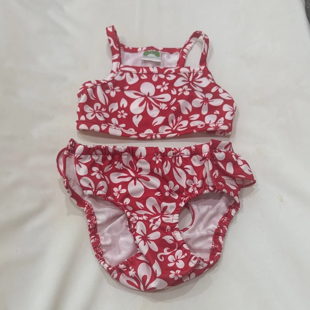 Floral Pink Dog Bikini Set - Two Piece Summer Swimwear